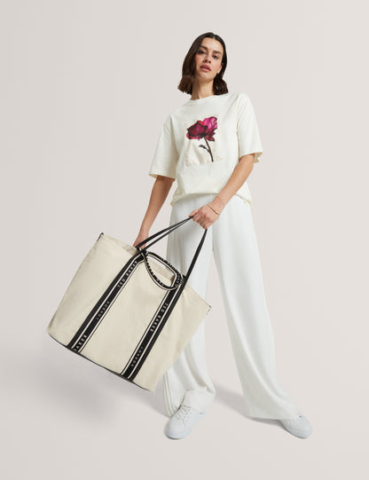 LAURINE: Canvas Webbing Detail Large Shopper
