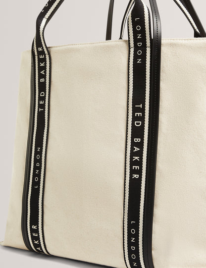 LAURINE: Canvas Webbing Detail Large Shopper