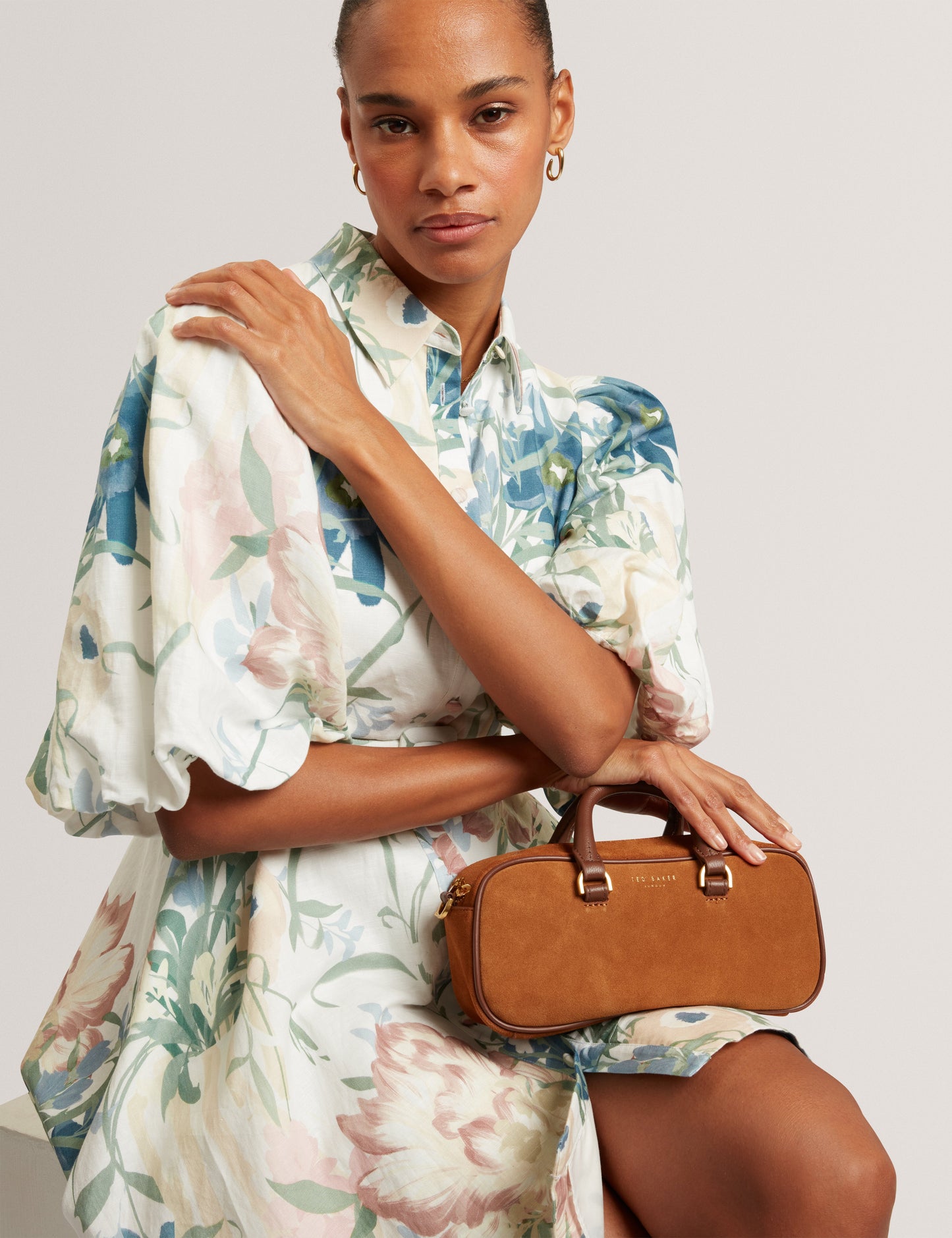 SHAYIA: Elongated Suede Boxy Top Handle Bag