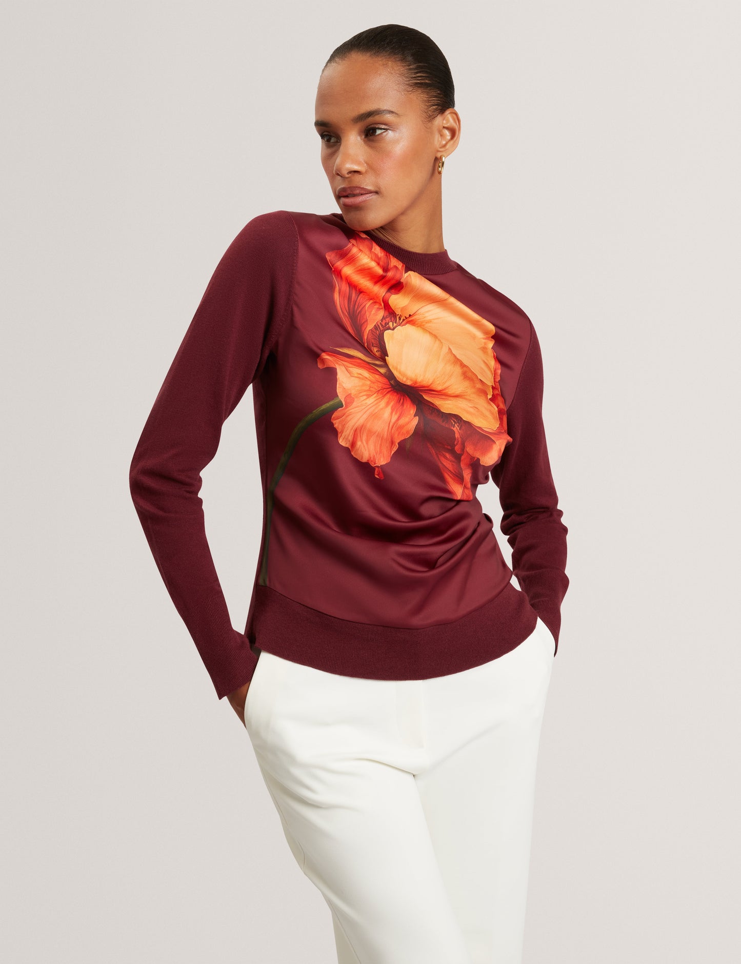 NIFORIA: Floral Print High Neck Sweater