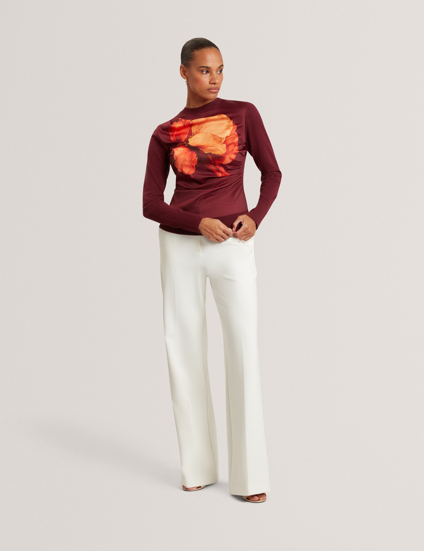 NIFORIA: Floral Print High Neck Sweater