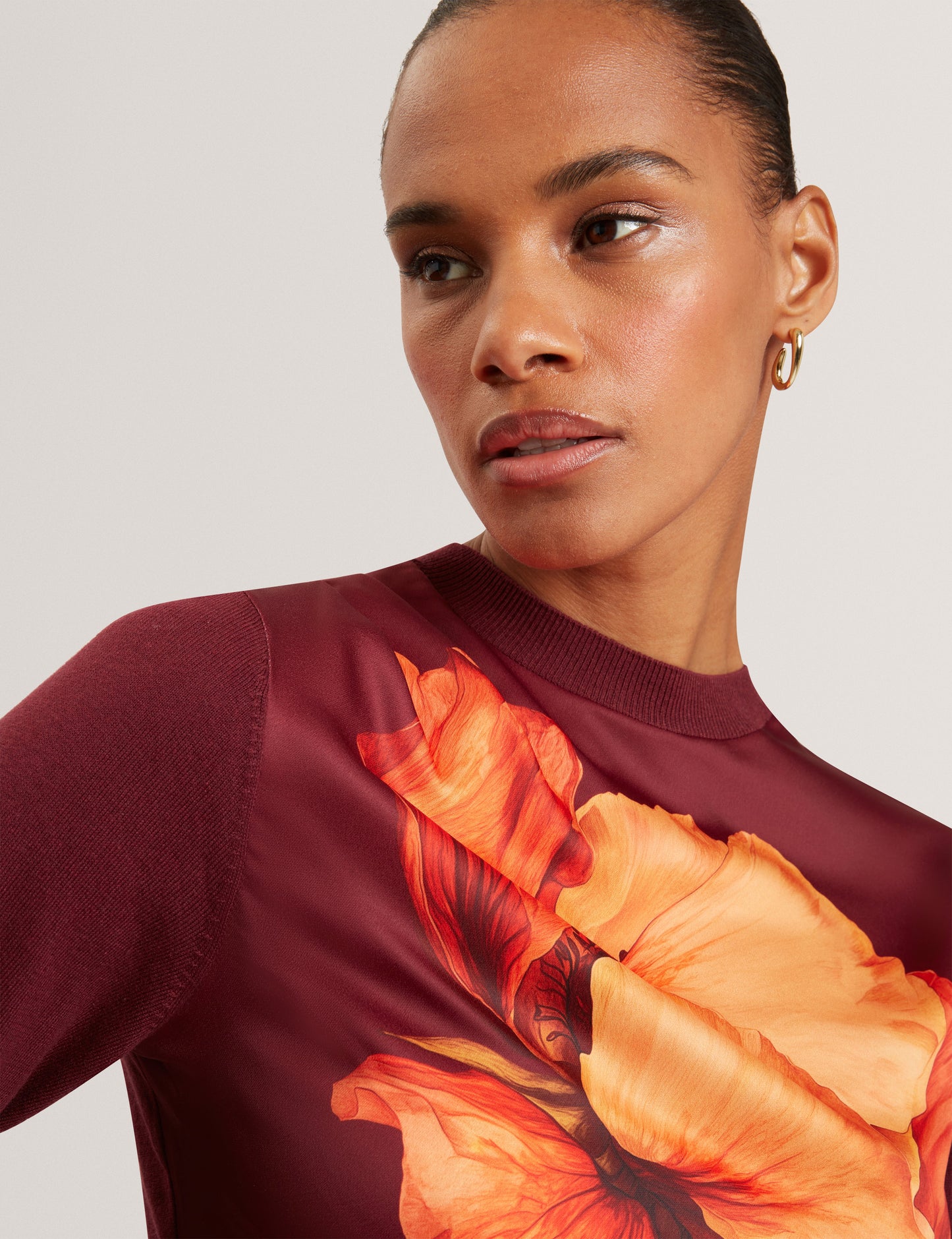 NIFORIA: Floral Print High Neck Sweater