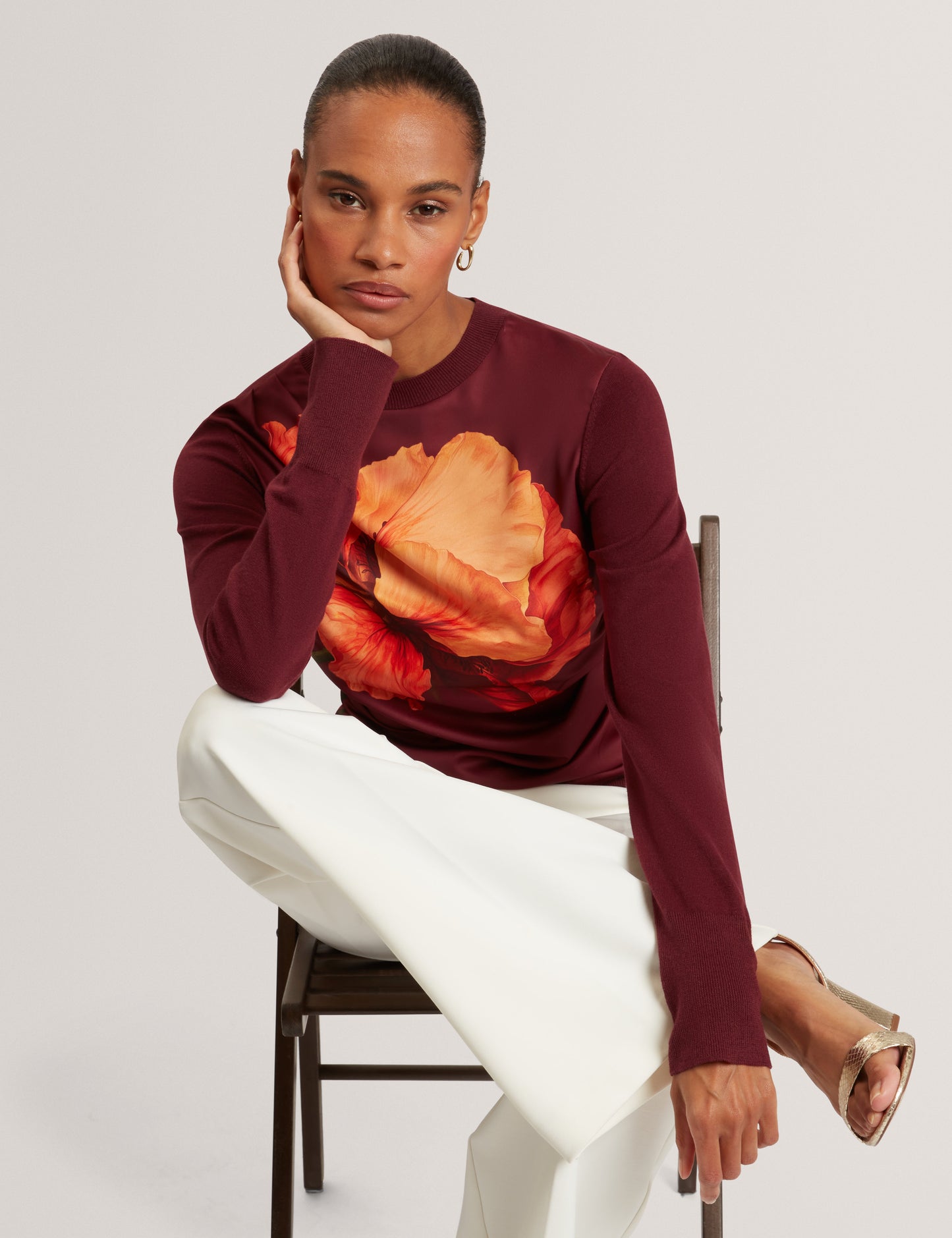 NIFORIA: Floral Print High Neck Sweater