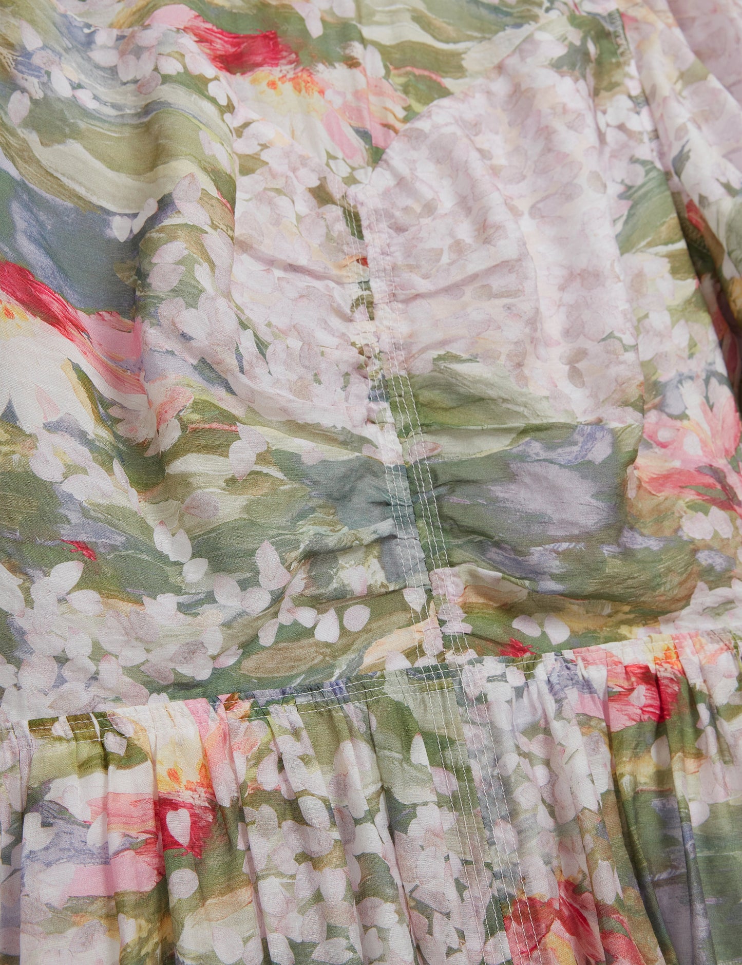 JONORA: Puff Sleeve Printed Midi Dress