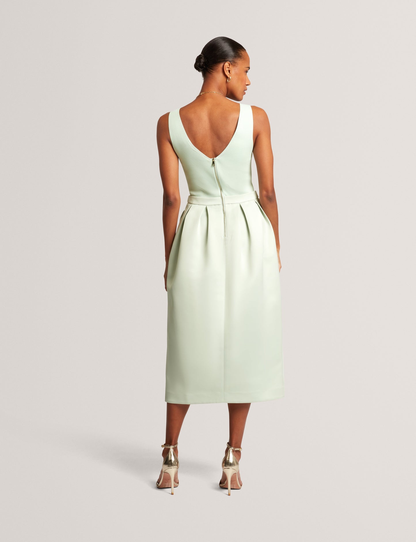 VERLENE: Mockable Midi Dress With Pleated Skirt