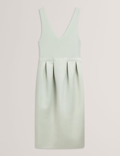 VERLENE: Mockable Midi Dress With Pleated Skirt