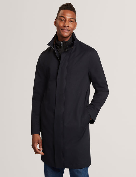 RUABON: Nylon Funnel Neck Jacket With Mock Liner
