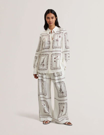 Women's SIMCOA-Linen Silk Longline Shirt Ivory