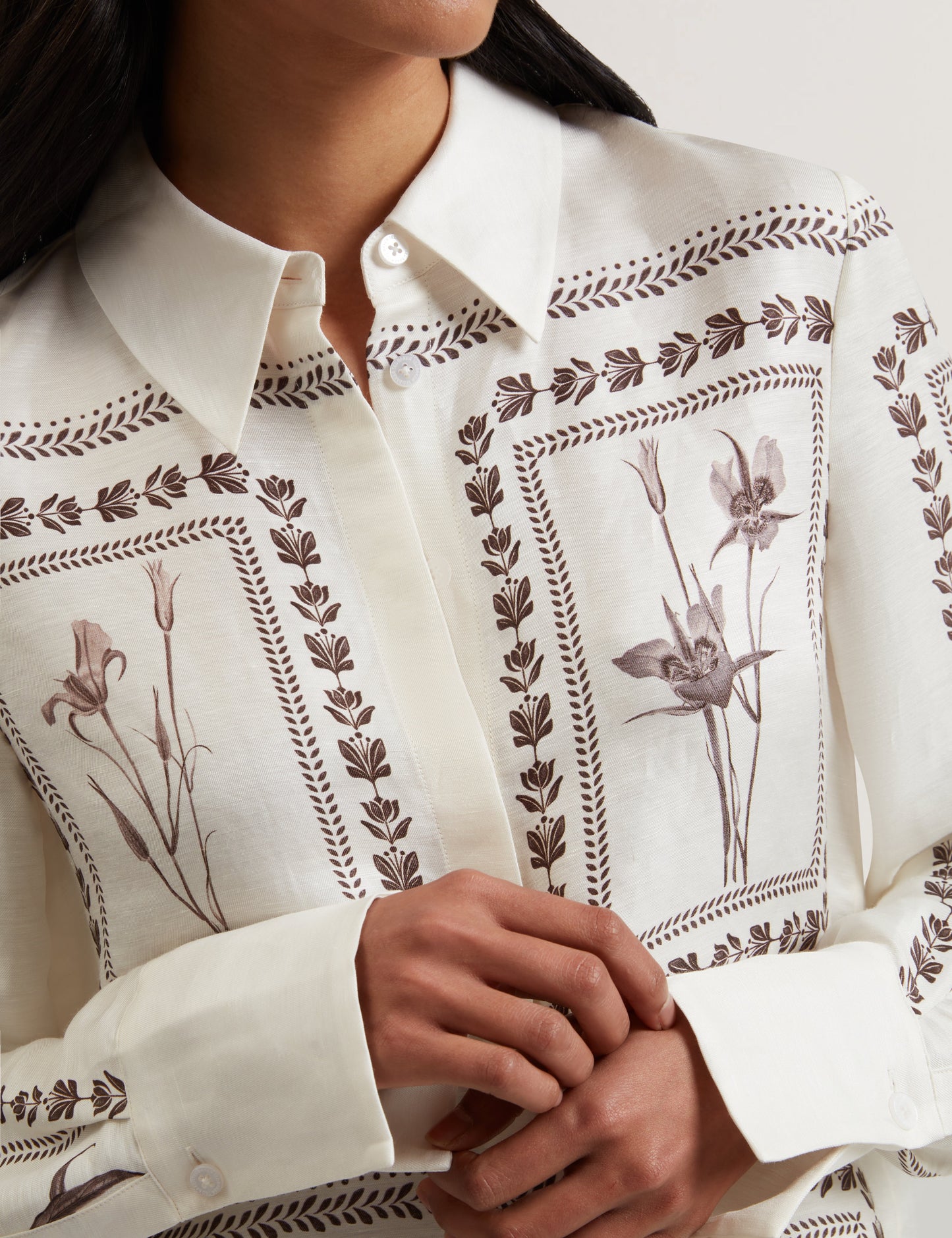 Women's SIMCOA-Linen Silk Longline Shirt Ivory
