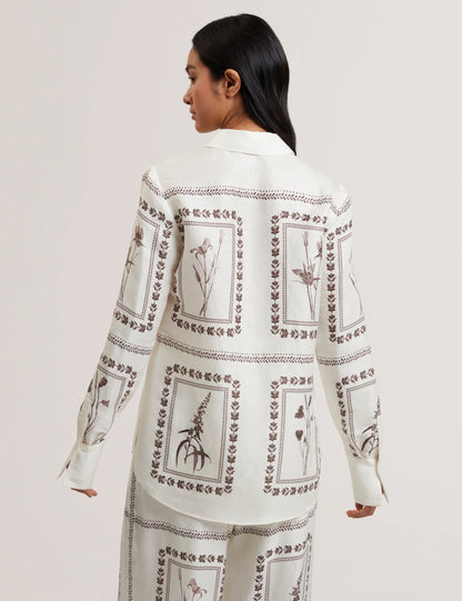 Women's SIMCOA-Linen Silk Longline Shirt Ivory