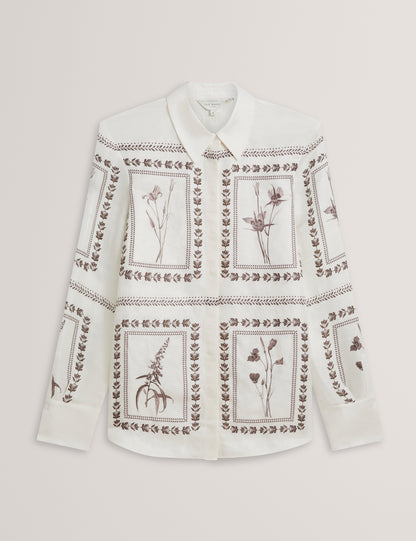Women's SIMCOA-Linen Silk Longline Shirt Ivory