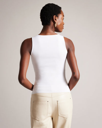 Women's Sarhaa-Knitted V Neck Fitted Vest White