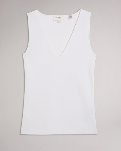 Women's Sarhaa-Knitted V Neck Fitted Vest White