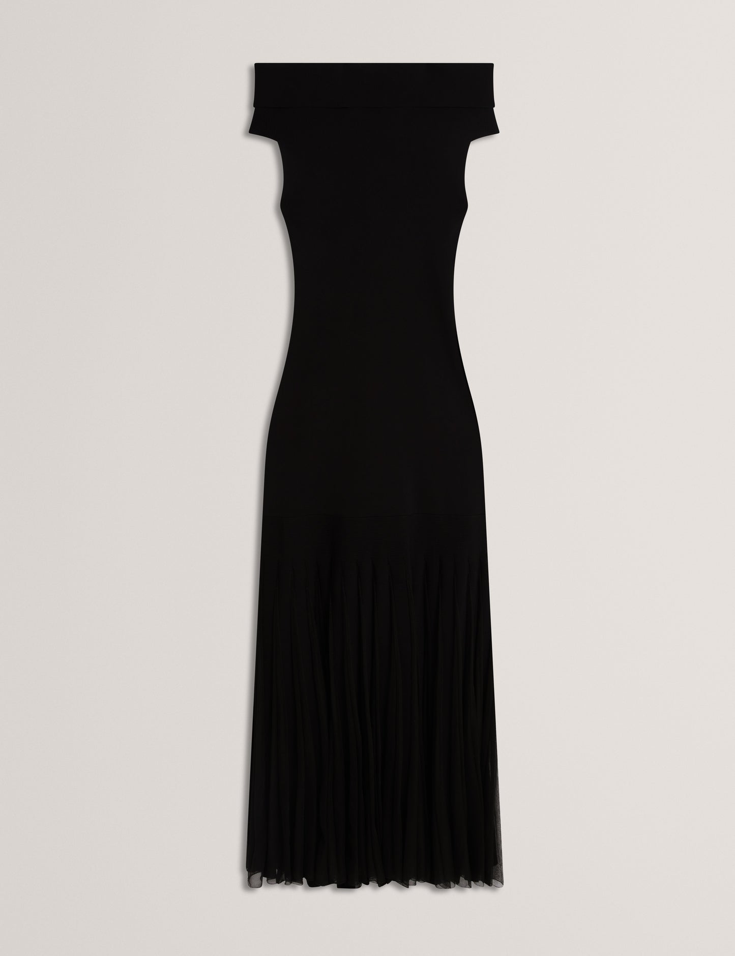 Women's SUANNAA-Dropped Waist Off The Shoulder Knit Dress Black