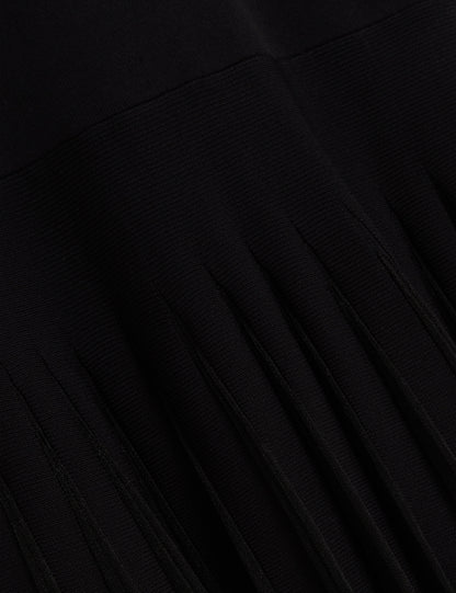 Women's SUANNAA-Dropped Waist Off The Shoulder Knit Dress Black