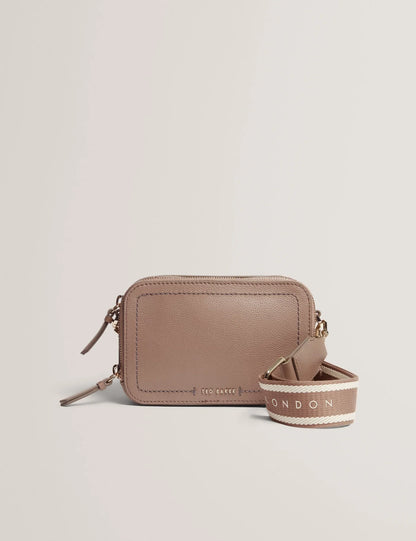 LINZIE: Webbing Leather Small Crossbody Camera Bag