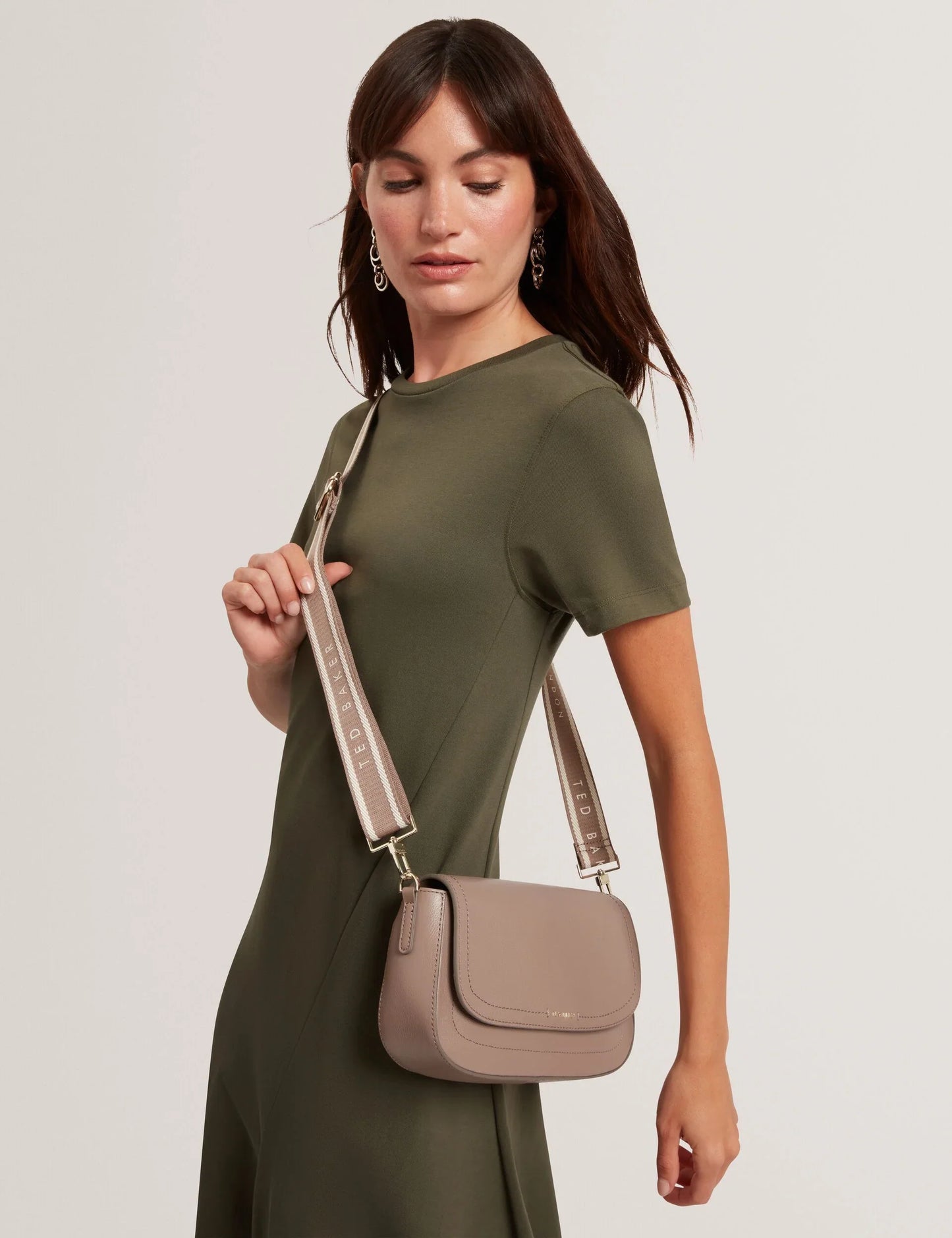 LOUIIZE: Webbing Leather Flapover Crossbody Bag