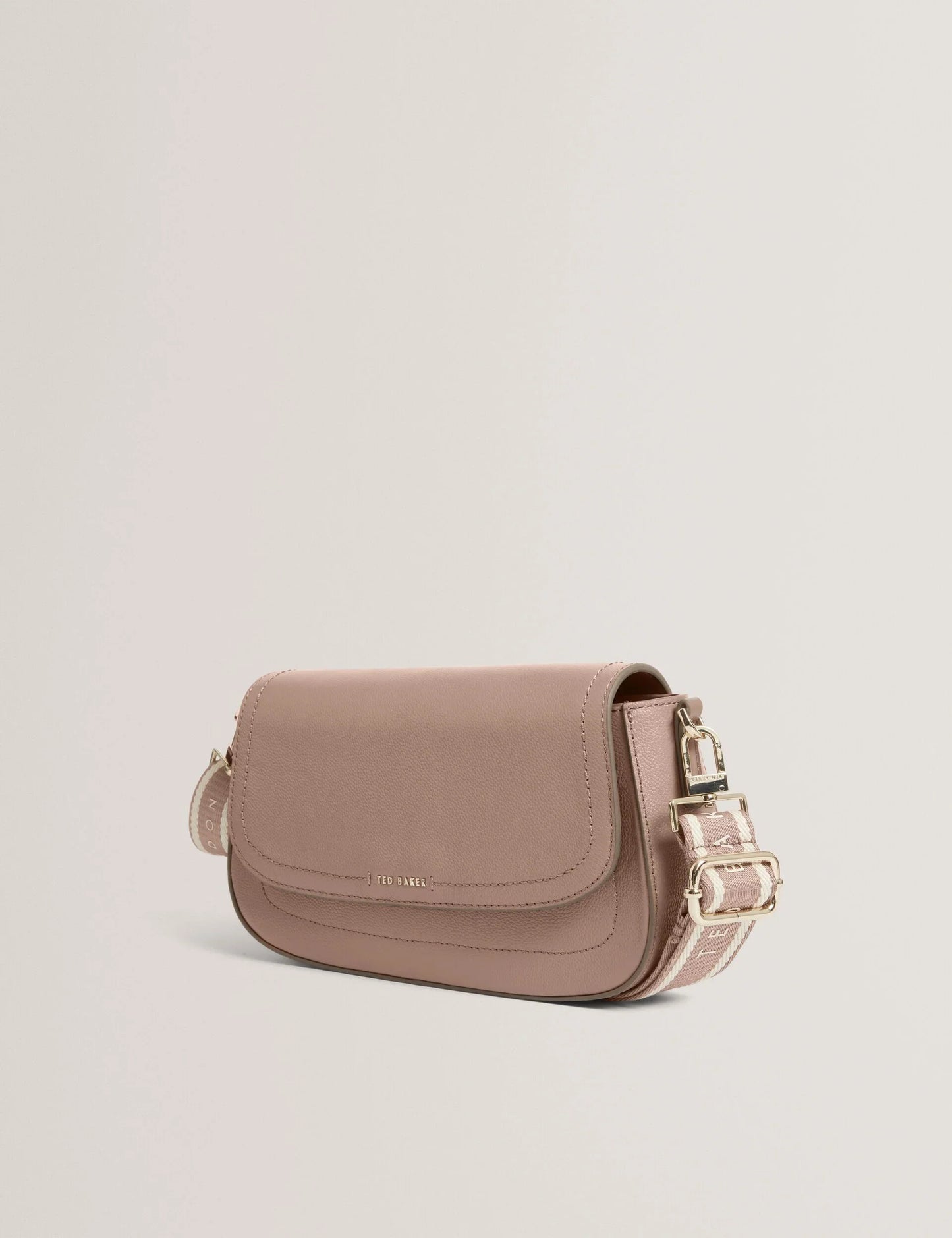 LOUIIZE: Webbing Leather Flapover Crossbody Bag