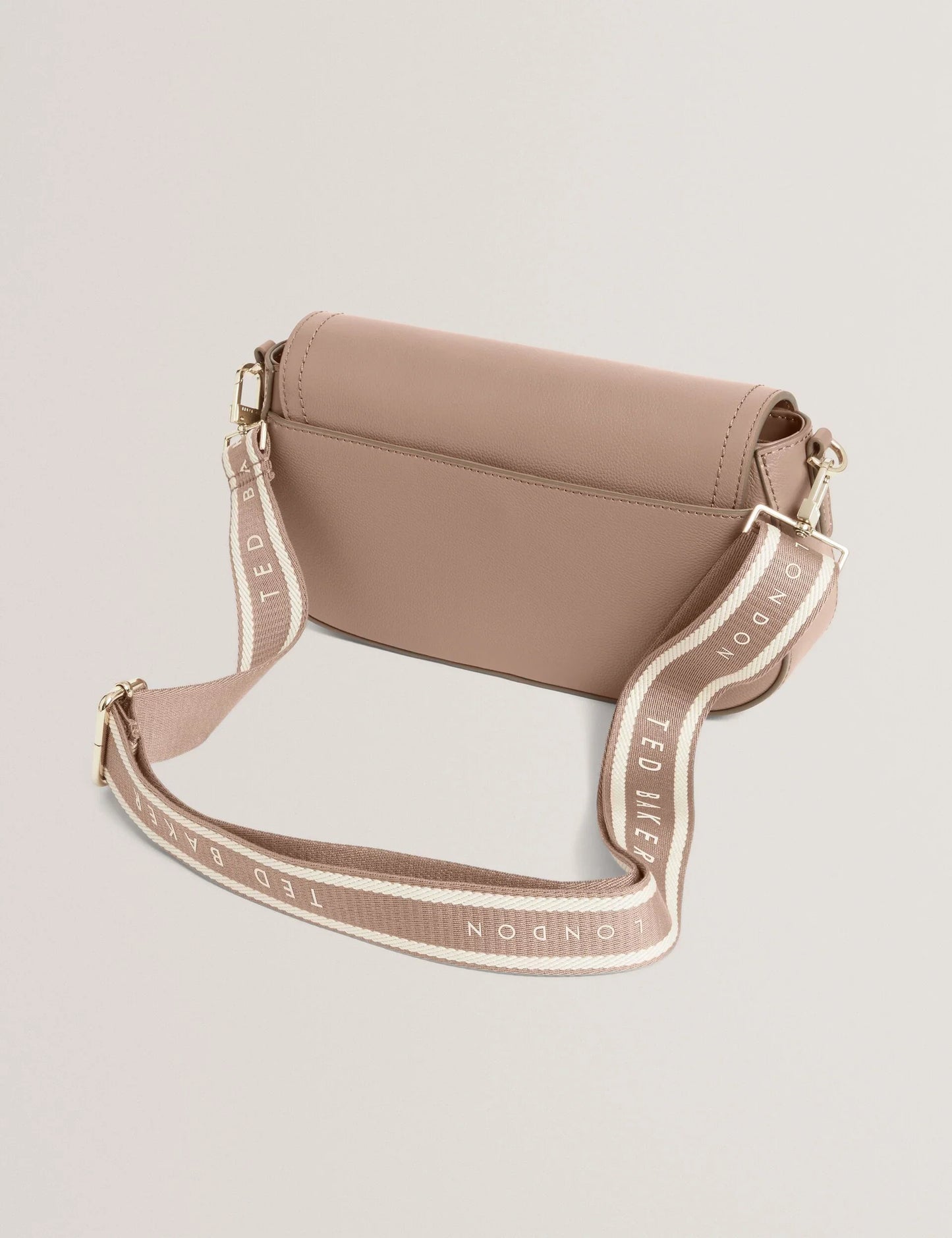LOUIIZE: Webbing Leather Flapover Crossbody Bag