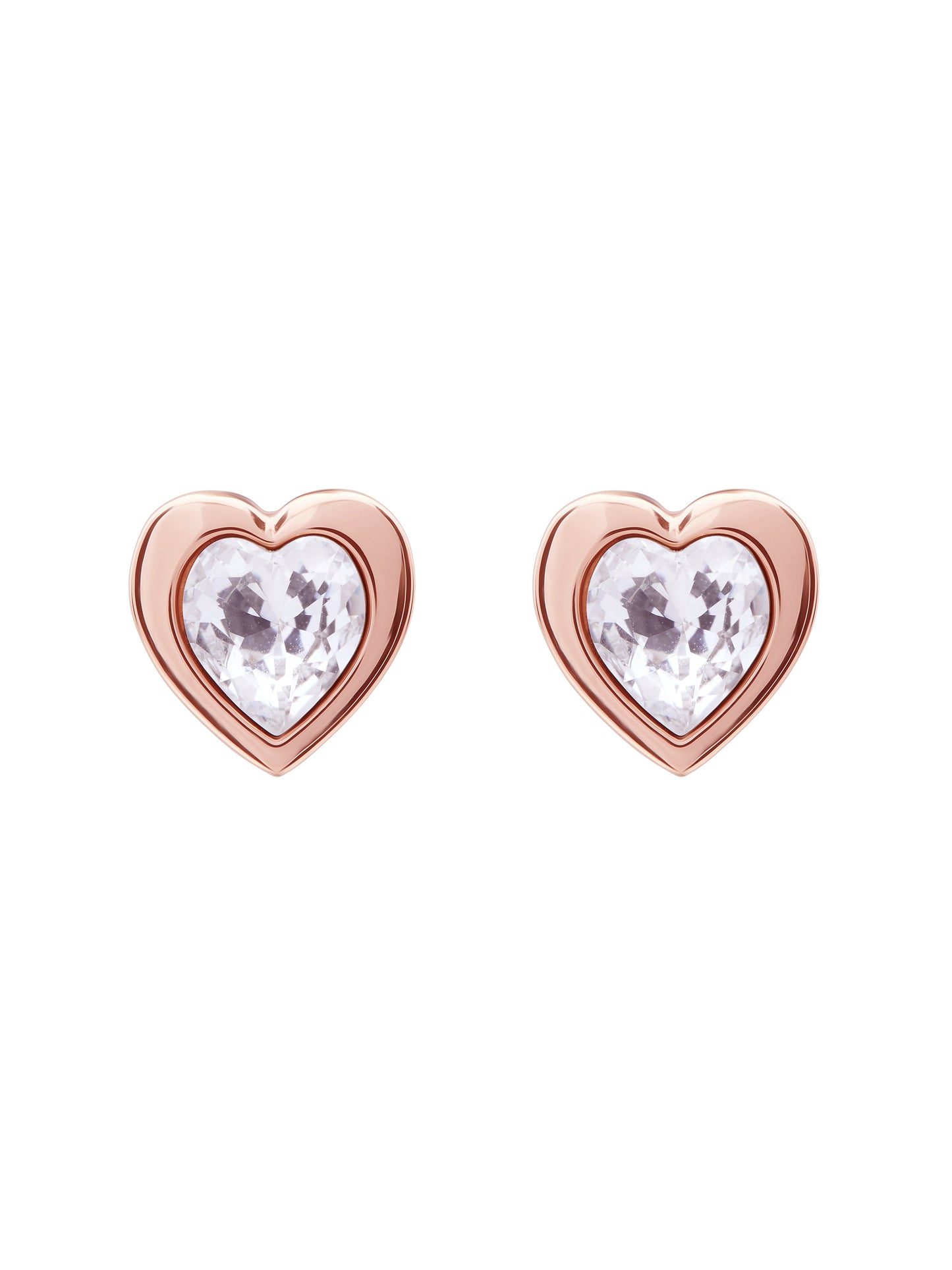 Women's Han Rosegold Crystal Heart Stud Earrings