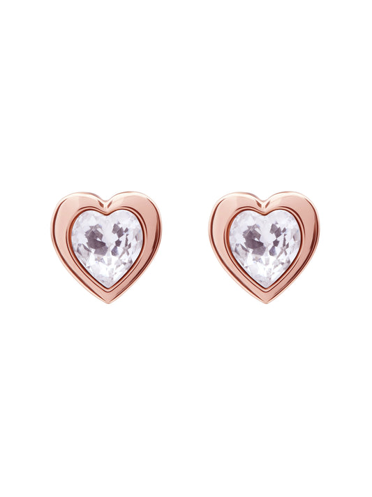 Women's Han Rosegold Crystal Heart Stud Earrings