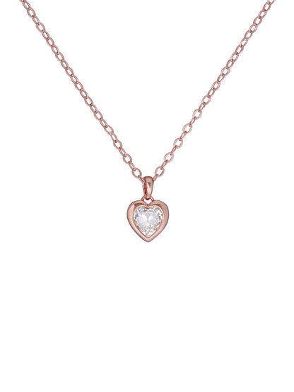 Women's Hannela Rosegold Crystal Heart Pendant Necklace