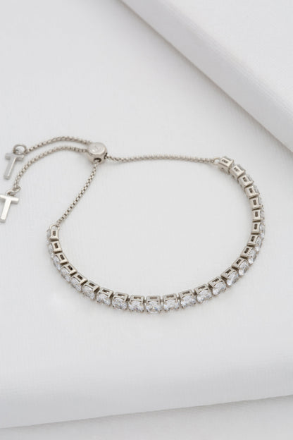 Women's Melrah Silver Crystal Adjustable Tennis Bracelet