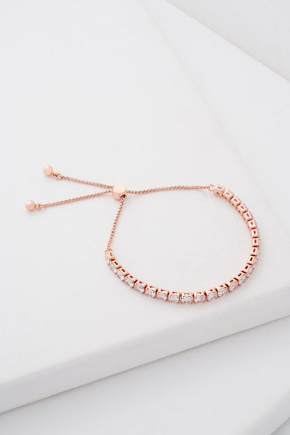 Women's Melrah Rosegold Crystal Adjustable Tennis Bracelet