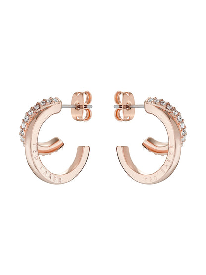 Women's Helias Rosegold Crystal Double Hoop Earrings