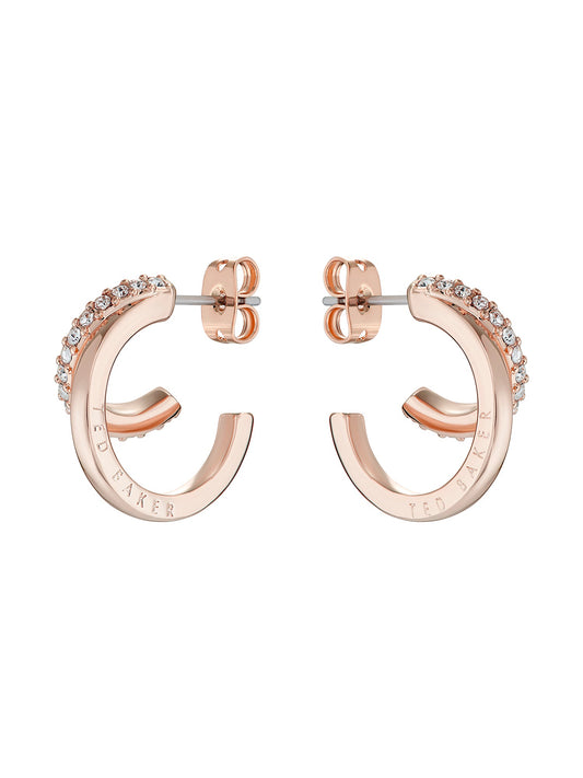Women's Helias Rosegold Crystal Double Hoop Earrings