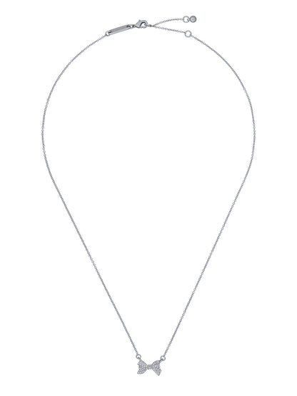 Women's Barsie Silver Crystal Bow Pendant Necklace