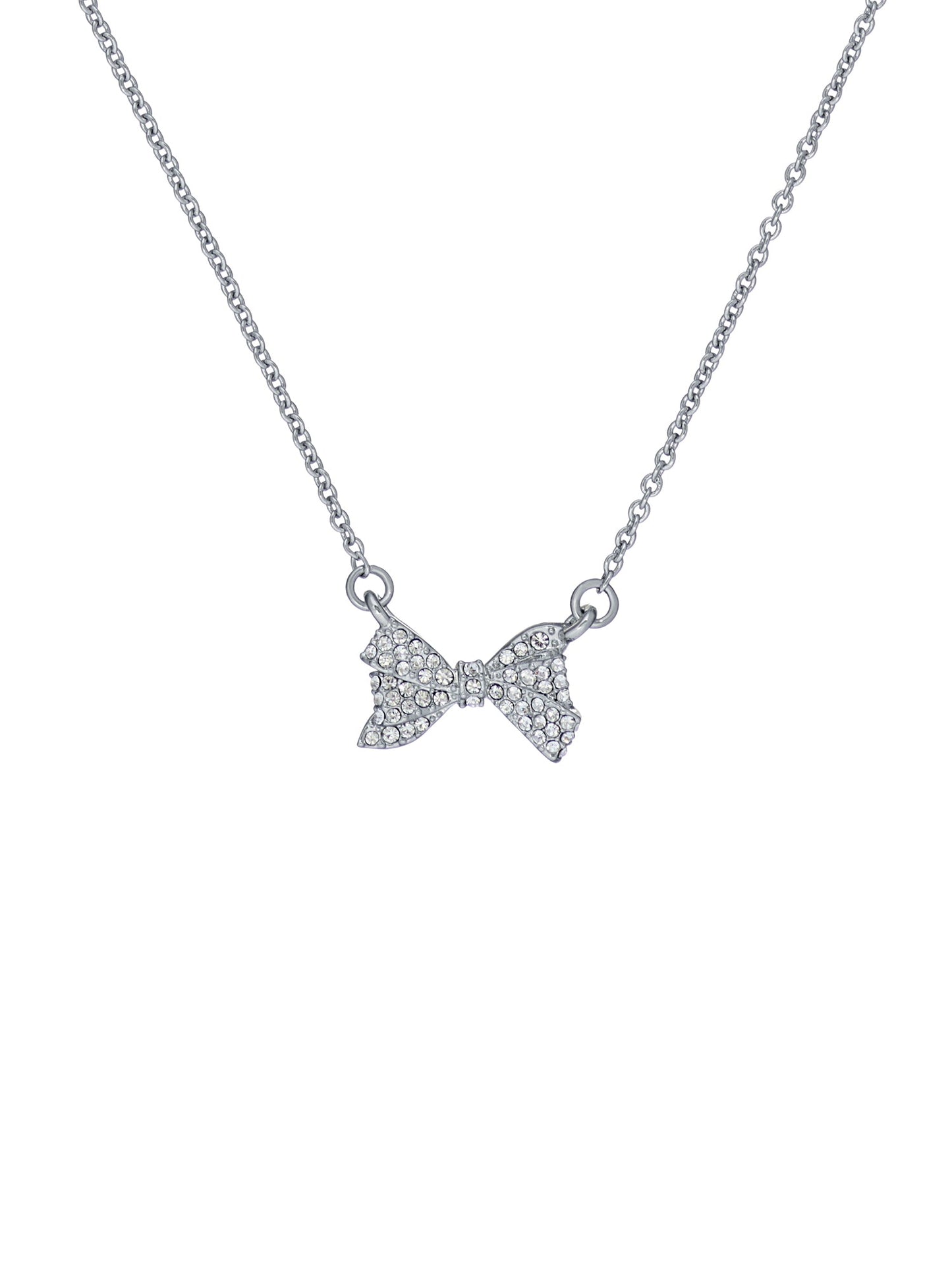 Women's Barsie Silver Crystal Bow Pendant Necklace