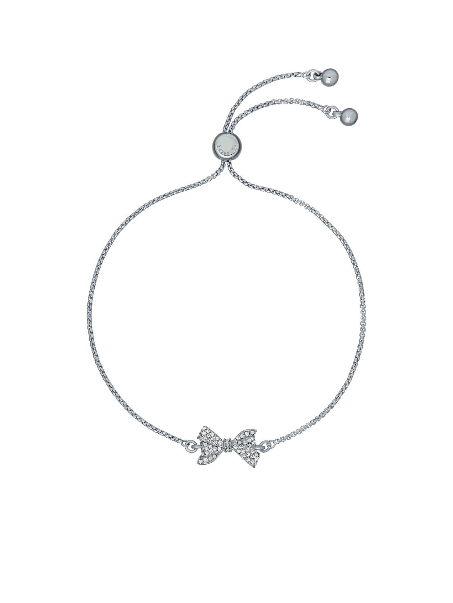 Women's Barset Silver Crystal Bow Adjustable Bracelet