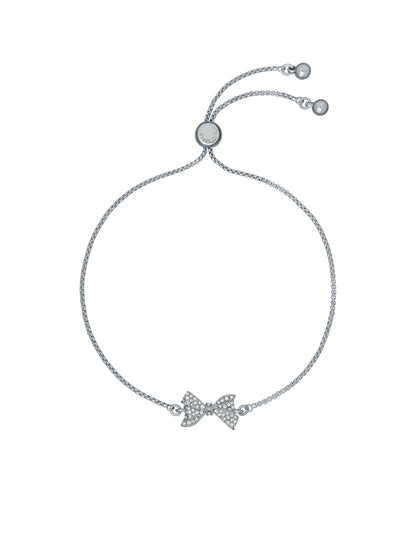 Women's Barset Silver Crystal Bow Adjustable Bracelet