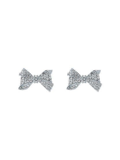 Women's Barseta Silver Crystal Bow Stud Earrings