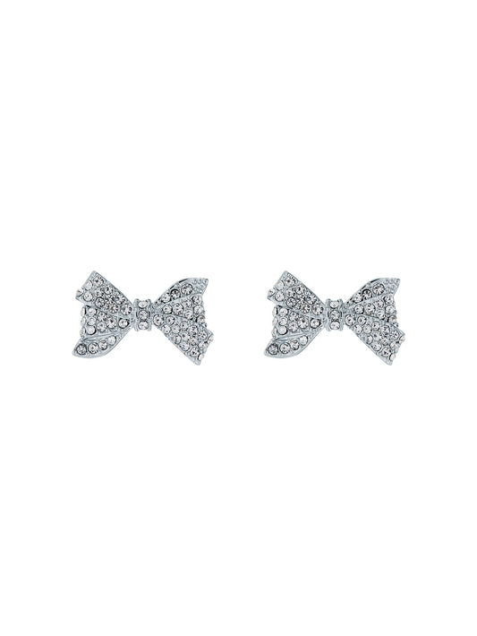 Women's Barseta Silver Crystal Bow Stud Earrings