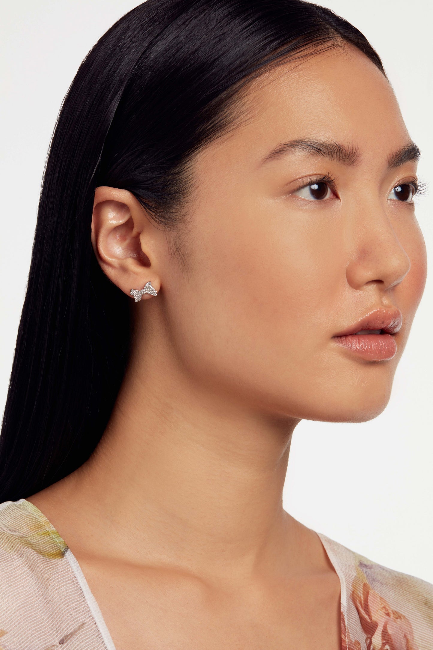 Women's Barseta Silver Crystal Bow Stud Earrings