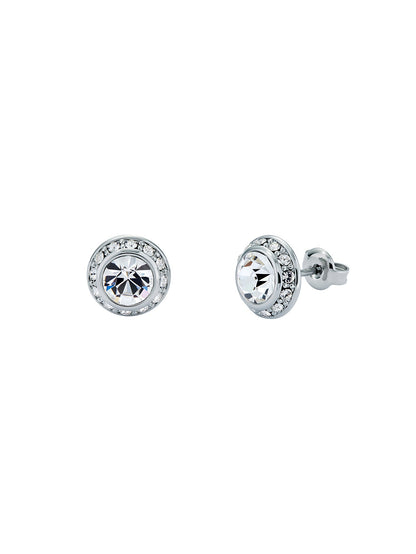 Women's Soletia Silver Solitaire Sparkle Crystal Stud Earrings