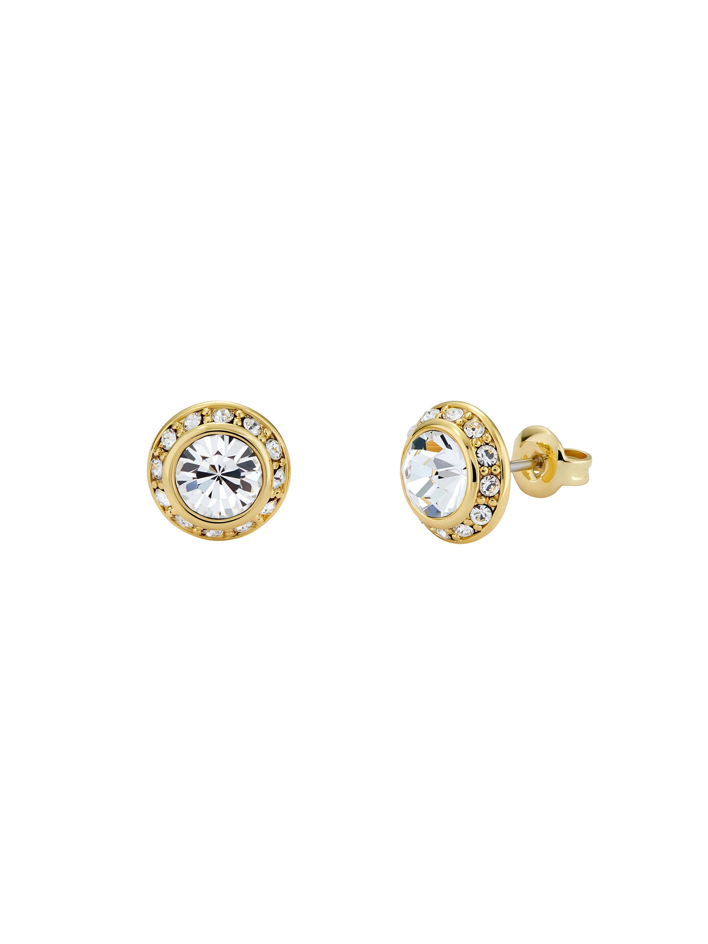 Women's Soletia Gold Solitaire Sparkle Crystal Stud Earrings