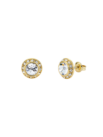 Women's Soletia Gold Solitaire Sparkle Crystal Stud Earrings