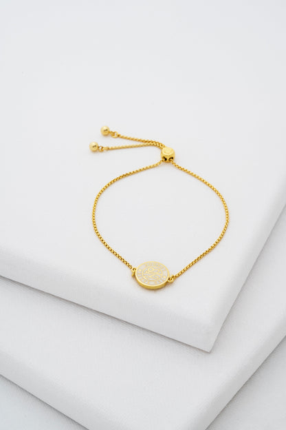 Women's Monelle Ivory Monogram Button Adjustable Bracelet