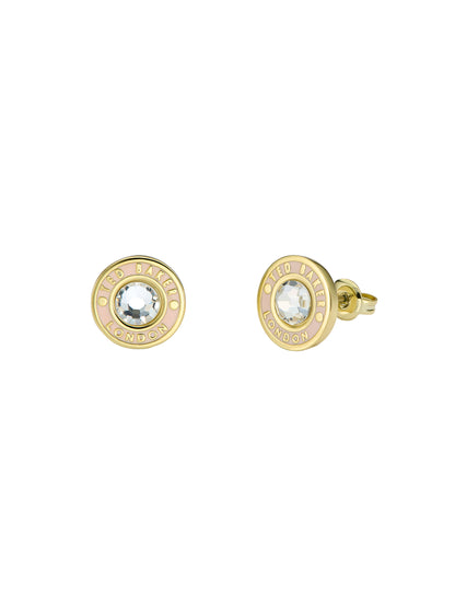 Women's Cherelle Lt-Pink Crystal Button Stud Earrings
