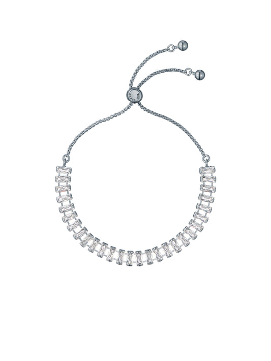 Women's Isabela Silver Crystal Baguette Adjustable Bracelet