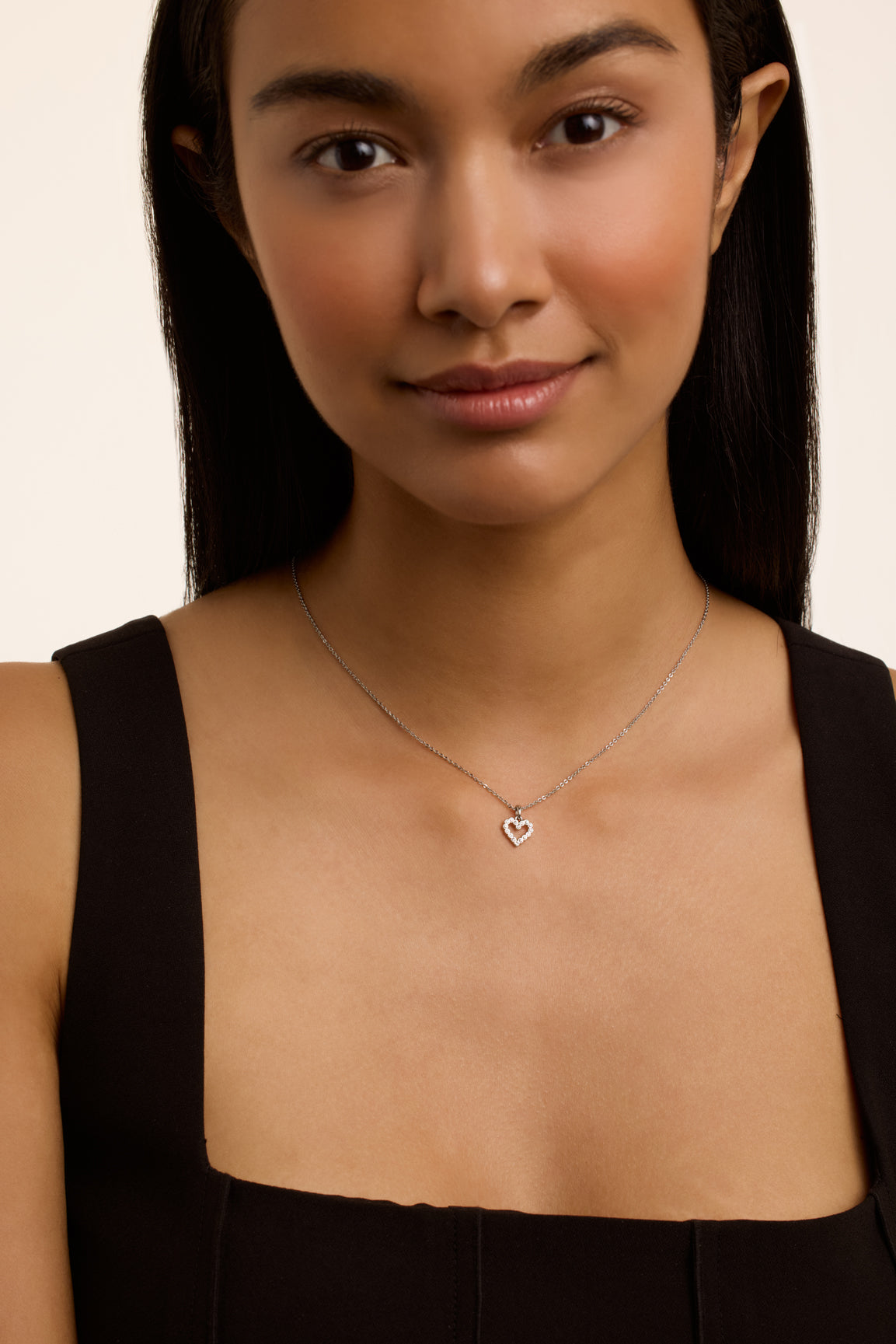 Women's Amore Silver Crystal Halo Heart Pendant Necklace