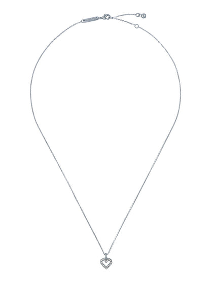 Women's Amore Silver Crystal Halo Heart Pendant Necklace