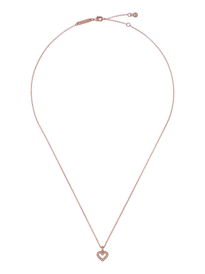 Women's Amore Rosegold Crystal Halo Heart Pendant Necklace