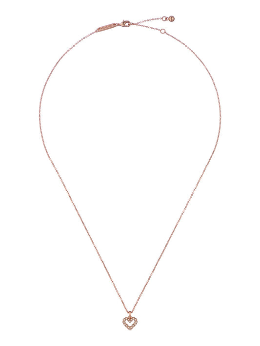 Women's Amore Rosegold Crystal Halo Heart Pendant Necklace