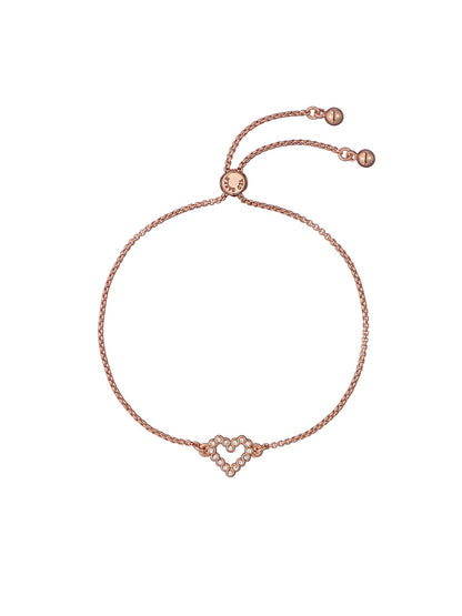 Women's Amorita Rosegold Crystal Halo Heart Adjustable Bracelet