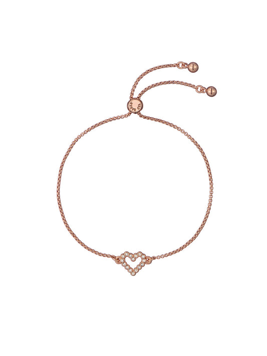Women's Amorita Rosegold Crystal Halo Heart Adjustable Bracelet
