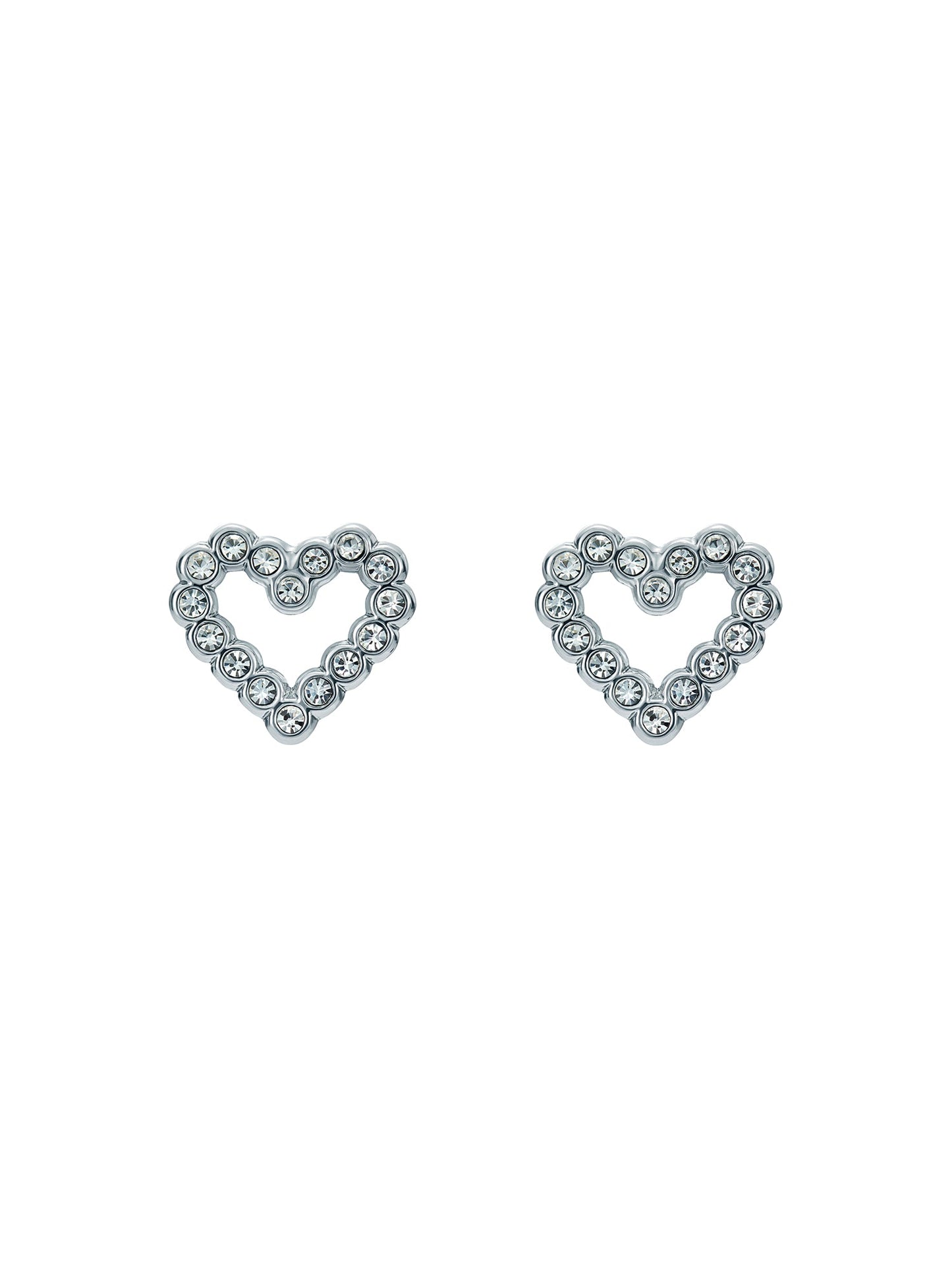 Women's Amorina Silver Crystal Halo Heart Stud Earrings